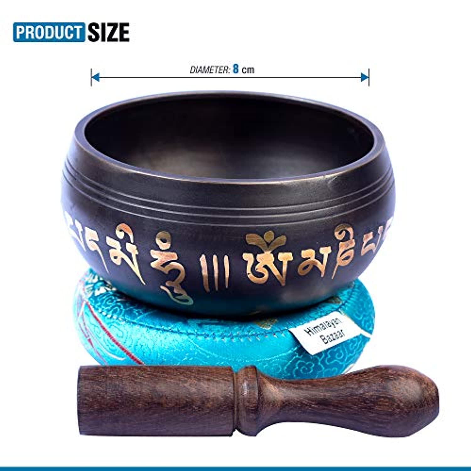 Set de cuenco tibetano – bonito y pequeño auténtico hecho a mano para meditación con sonido y sanación holística por Himalayan Bazaar