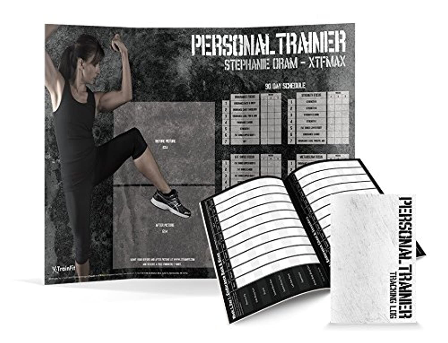 Entrenador personal: programa de entrenamiento de 90 días 12 videos de ejercicios en DVD + calendario de entrenamiento, rastreador de fitness y guía de entrenamiento y plan de nutrición.