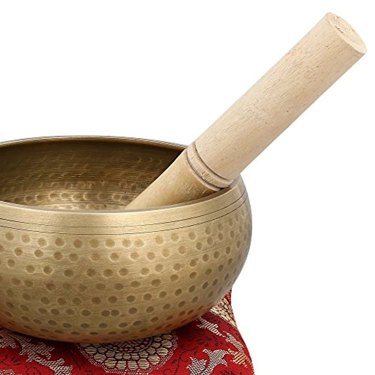 Cuenco tibetano budista grande con cojín de la India para meditación sanación sonido oración percusión instrumento musical 5 pulgadas