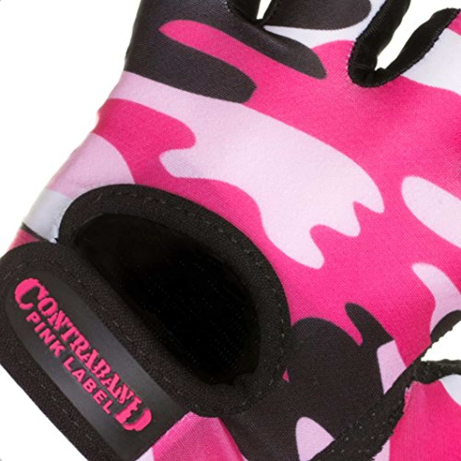 Contraband Pink Label 5217 - Guantes de elevación con estampado de camuflaje para mujer (par) - Ligeros veganos medianos acolchados de microfibra amara cuero con agarre de silicona