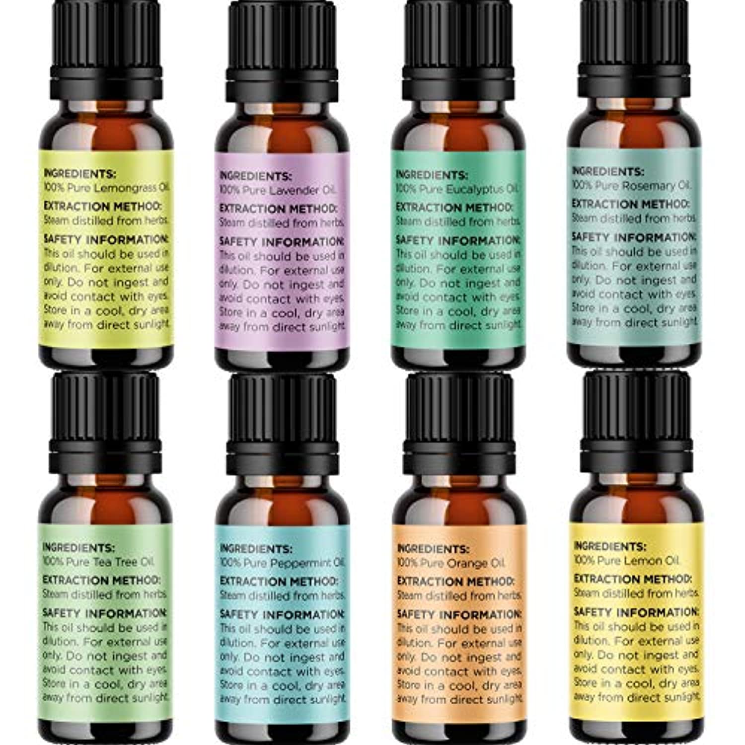 Juego de aceites esenciales 100% puro grado terapéutico – aromaterapia esencial lavanda árbol de té eucalipto romero limón menta naranja y limón – pelo uñas naturales salud y belleza