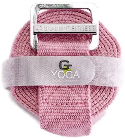 Correa de yoga degradado, hebilla de fácil alimentación sin fricción, correas de mezcla de algodón y poliéster súper suave, guía electrónica. (8 pies)