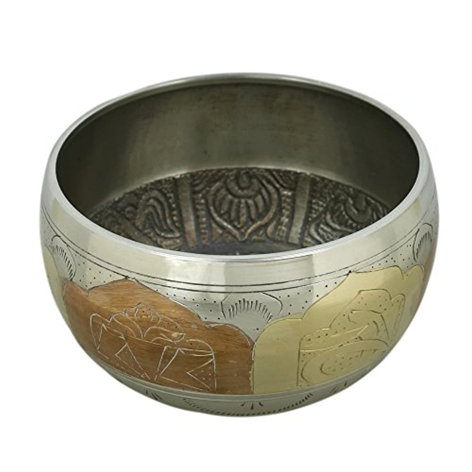 Tazón tibetano para meditación de cobre y plata budista decoración de 4.0 in