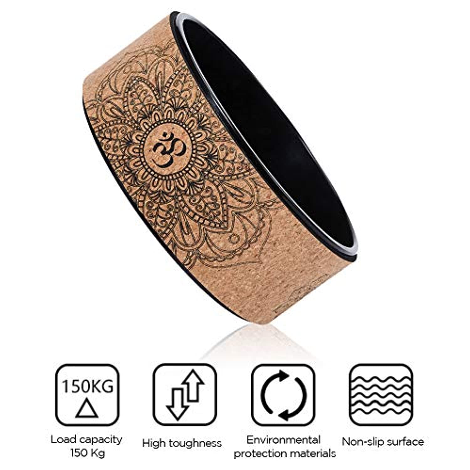 Rueda de yoga redder de 12.6 pulgadas de TPU Mandala, rueda de masaje para yoga, rodillo de espuma de apoyo para estiramiento para aumentar la flexibilidad y mejorar las curvas de espalda, práctica de yoga