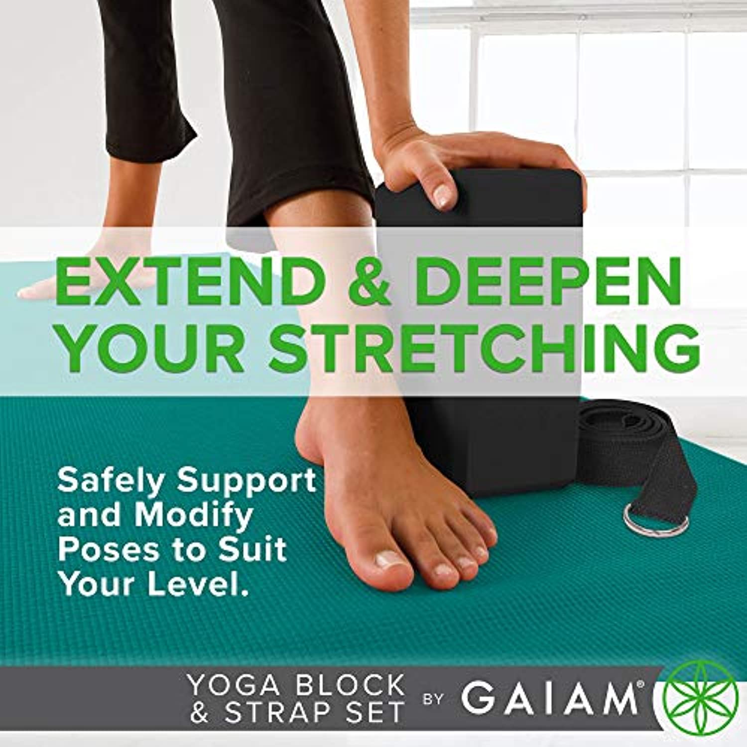 Correa y bloque Gaiam para yoga