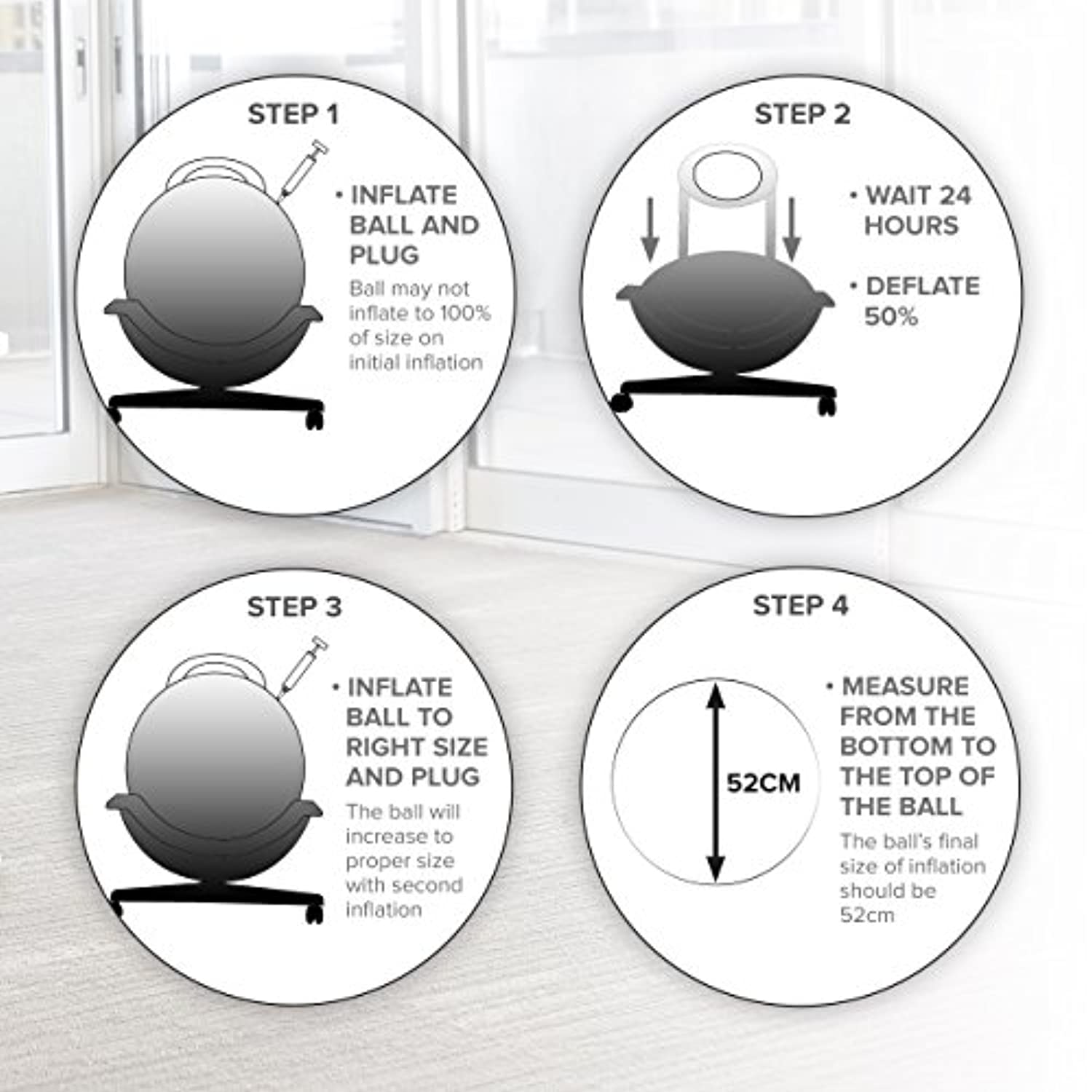 Gaiam Ultimate Balance Ball Chair – Premium ejercicio estabilidad Yoga Ball silla ergonómica para el hogar y el escritorio de oficina – 20.5 in bola anti-ráfaga, bomba de aire, guía de ejercicios