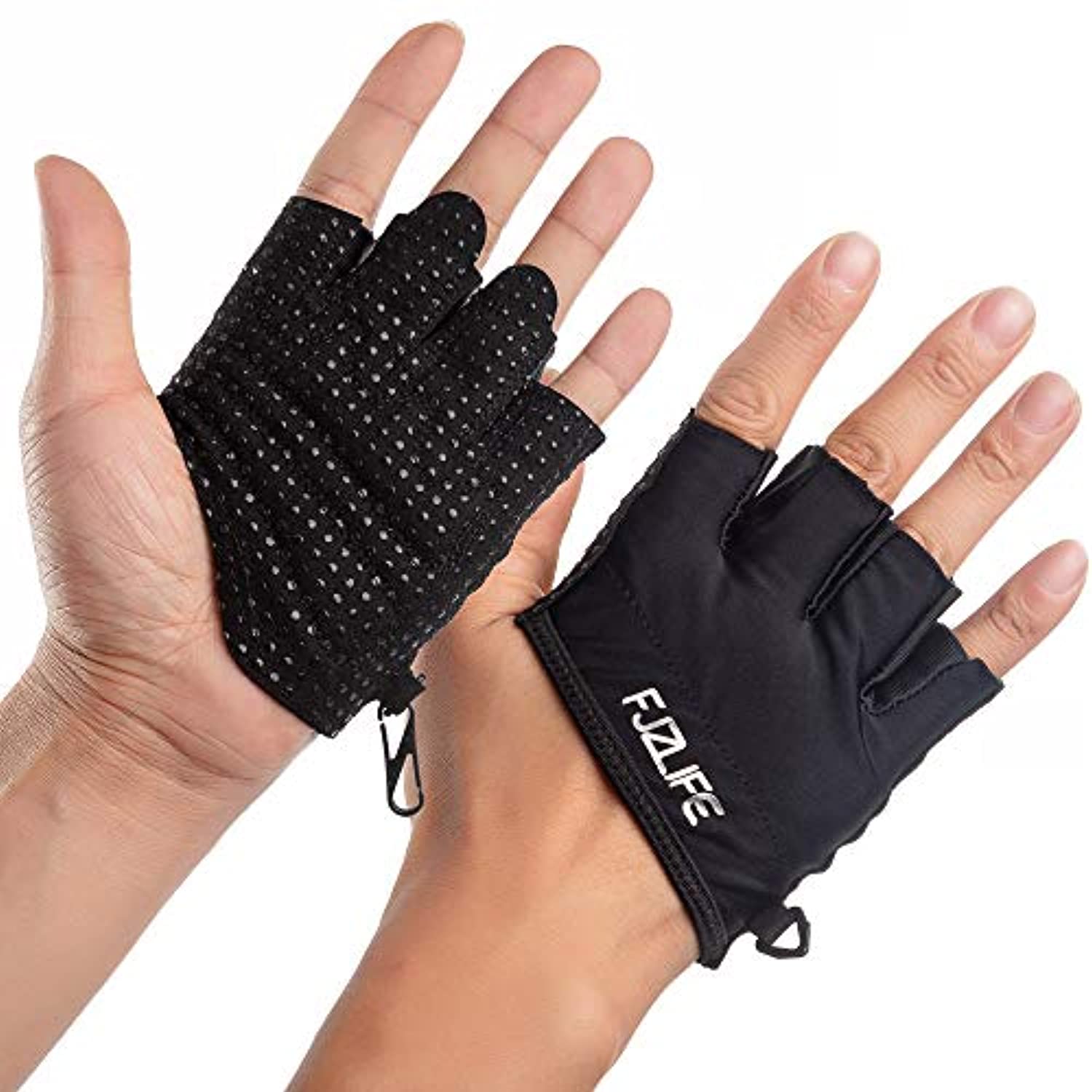 FJZLIFE - Guantes de fitness para entrenamiento cruzado, levantamiento de pesas, ciclismo, culturismo, yoga, dominadas y fitness, palma de agarre de silicona mejorada, mejora tu fitness sin rasgaduras de mano