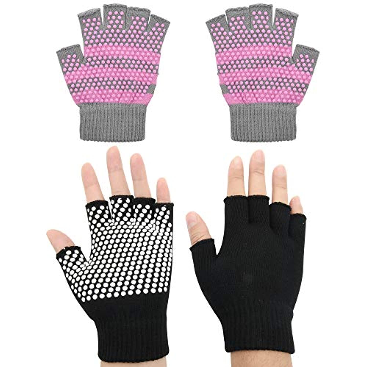 Cosmos 2 pares de guantes antideslizantes para yoga y pilates para mujer, barre, ballet, guantes de entrenamiento y entrenamiento