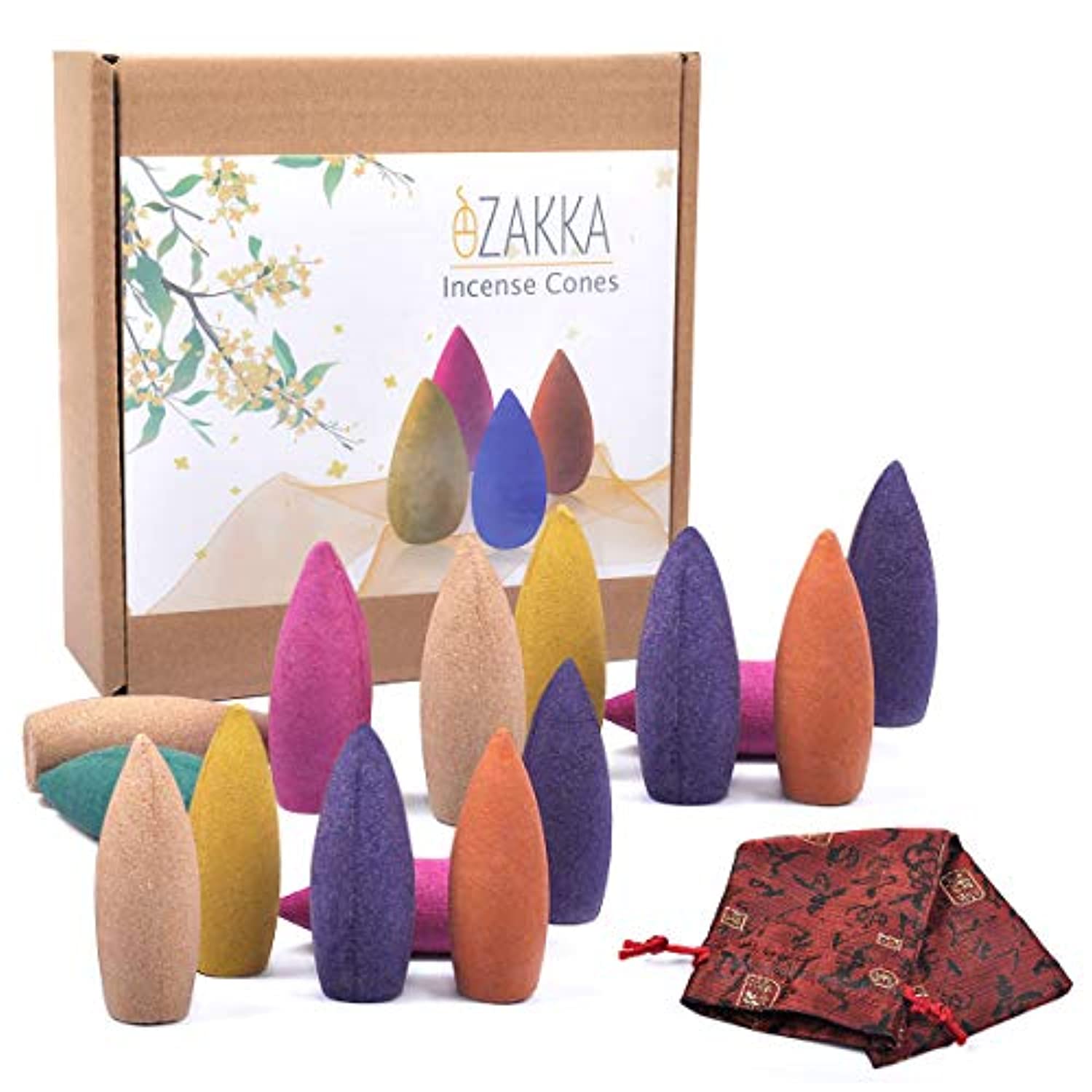eZAKKA - Conos de incienso con bolsa de almacenamiento, 120 unidades