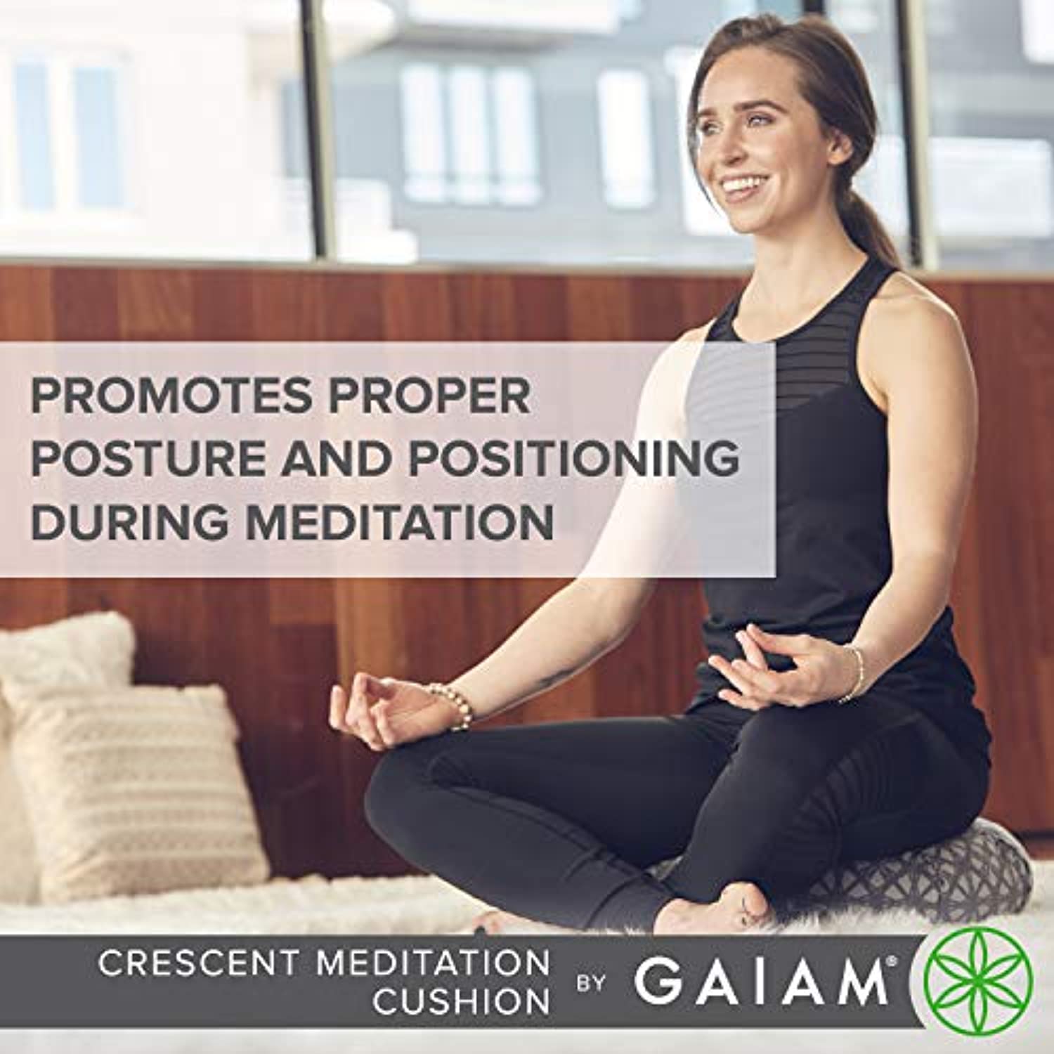 Gaiam - Cojín de meditación, diseño de media luna