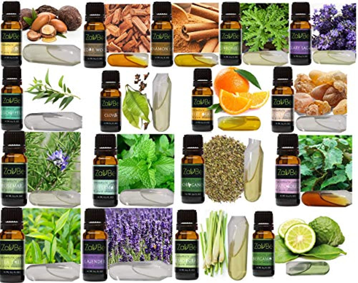 Juego de 18 aceites esenciales con estuche de 20 agujeros terapéuticos naturales 100% difusor aromaterapia grado lavanda limón menta árbol té argán incienso bergamota limón