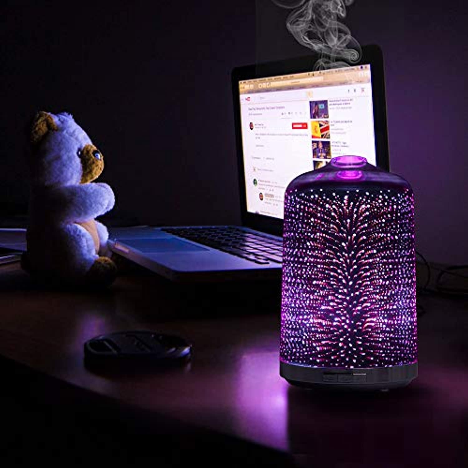 Difusor de aceite esencial 3D cristal galaxia aromaterapia difusor 8.5 fl oz aromaterapia aceite niebla fría humidificador apagado automático sin agua oficina en el hogar Yoga SPA bebé