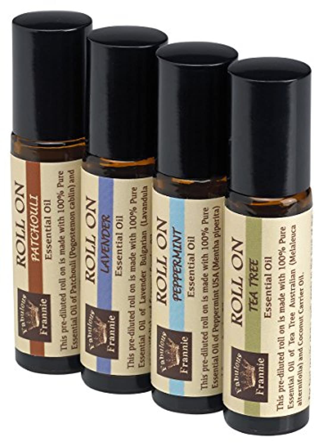 Value 4 unidades roll-ons de aceites esenciales 10 ml (Lavanda, Patchouli, la menta y árbol de té Aceites Esenciales)