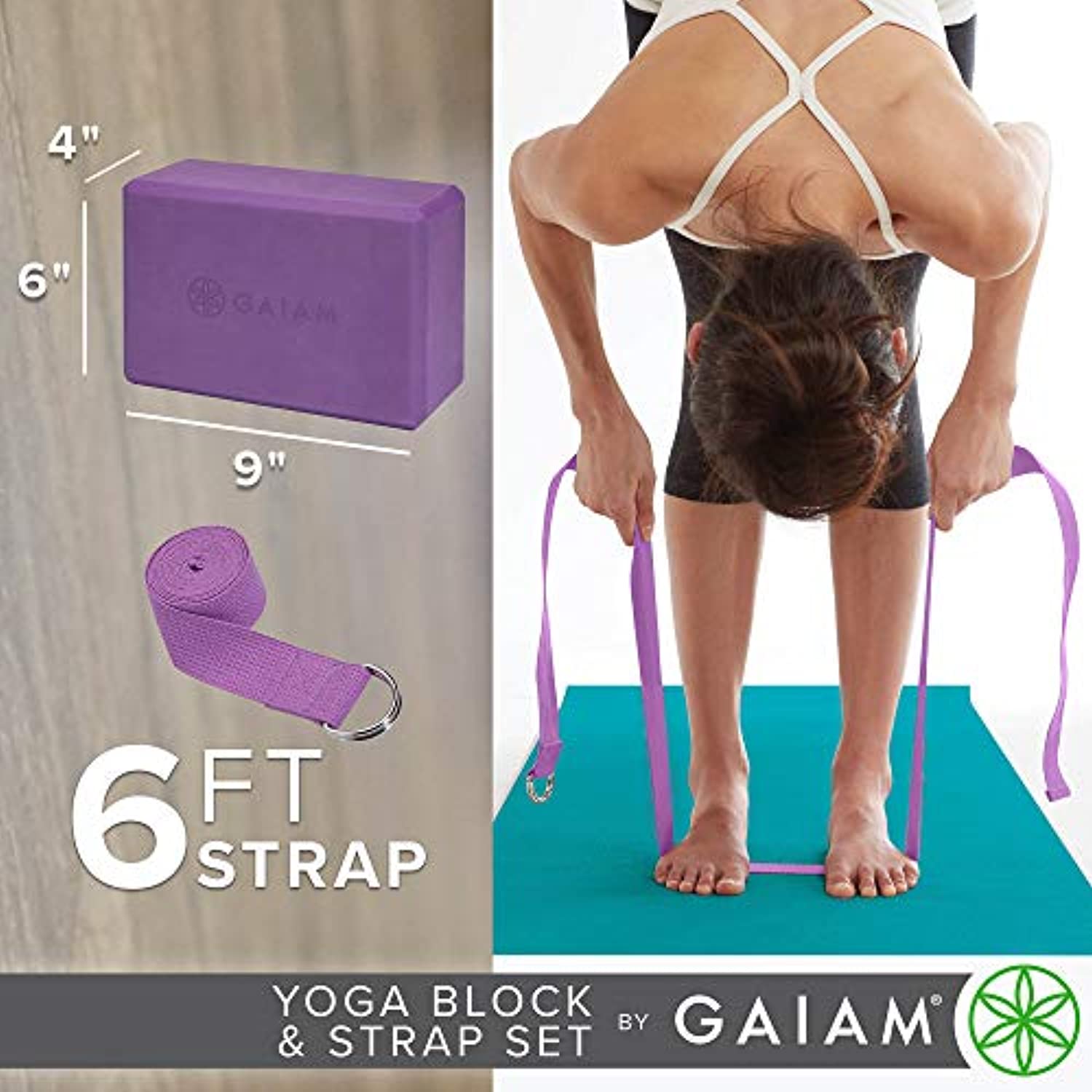 Correa y bloque Gaiam para yoga