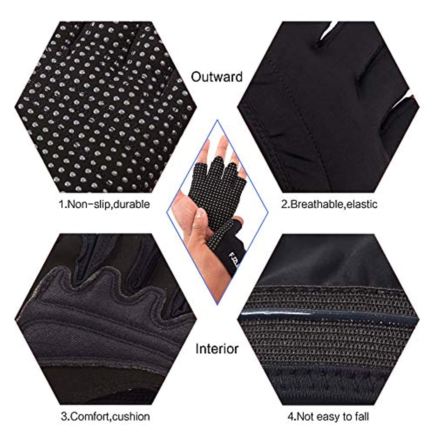 FJZLIFE - Guantes de fitness para entrenamiento cruzado, levantamiento de pesas, ciclismo, culturismo, yoga, dominadas y fitness, palma de agarre de silicona mejorada, mejora tu fitness sin rasgaduras de mano