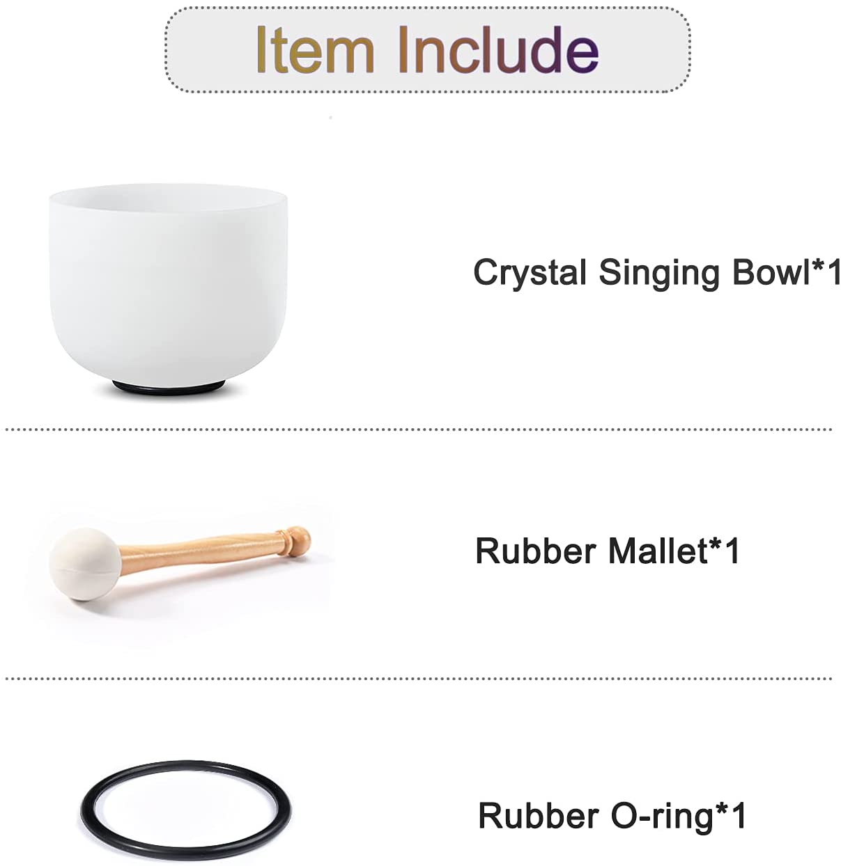 CVNC Tazón de cristal de cuarzo esmerilado (a note), 8 in, incluye mazo y junta tórica para meditación y terapia de sonido