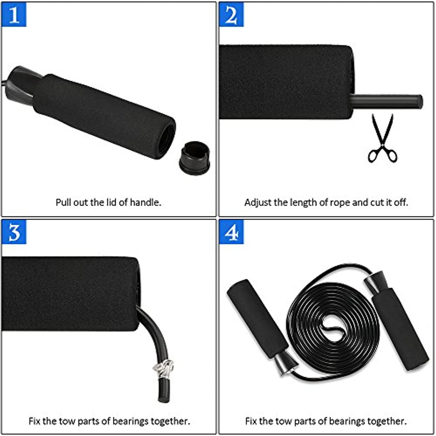 TOMSHOO - Kit 5 en 1 de rueda para abdominales con barra para flexiones, cuerda de saltar, pinzas para mano y almohadilla para rodillas, para gimnasio y entrenamiento en casa