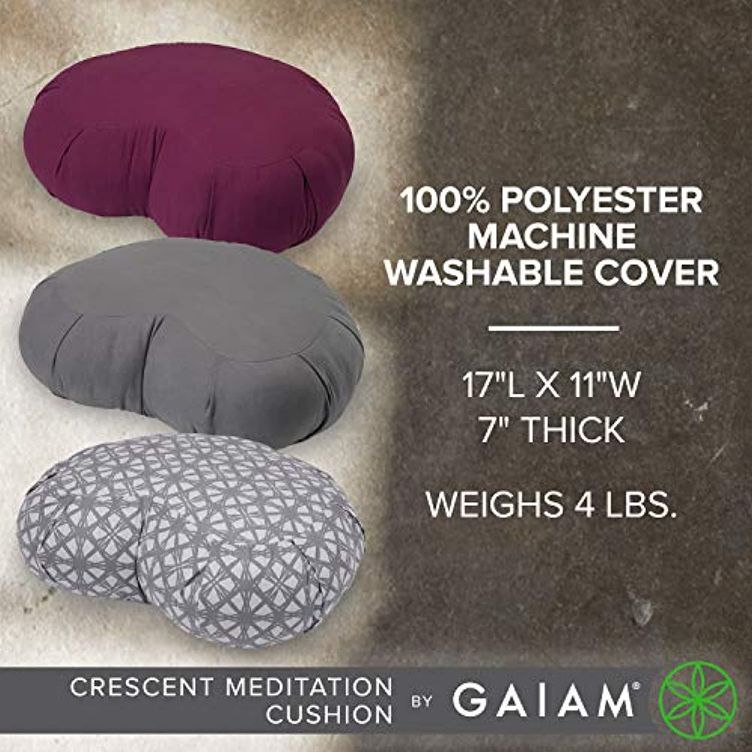 Gaiam - Cojín de meditación, diseño de media luna