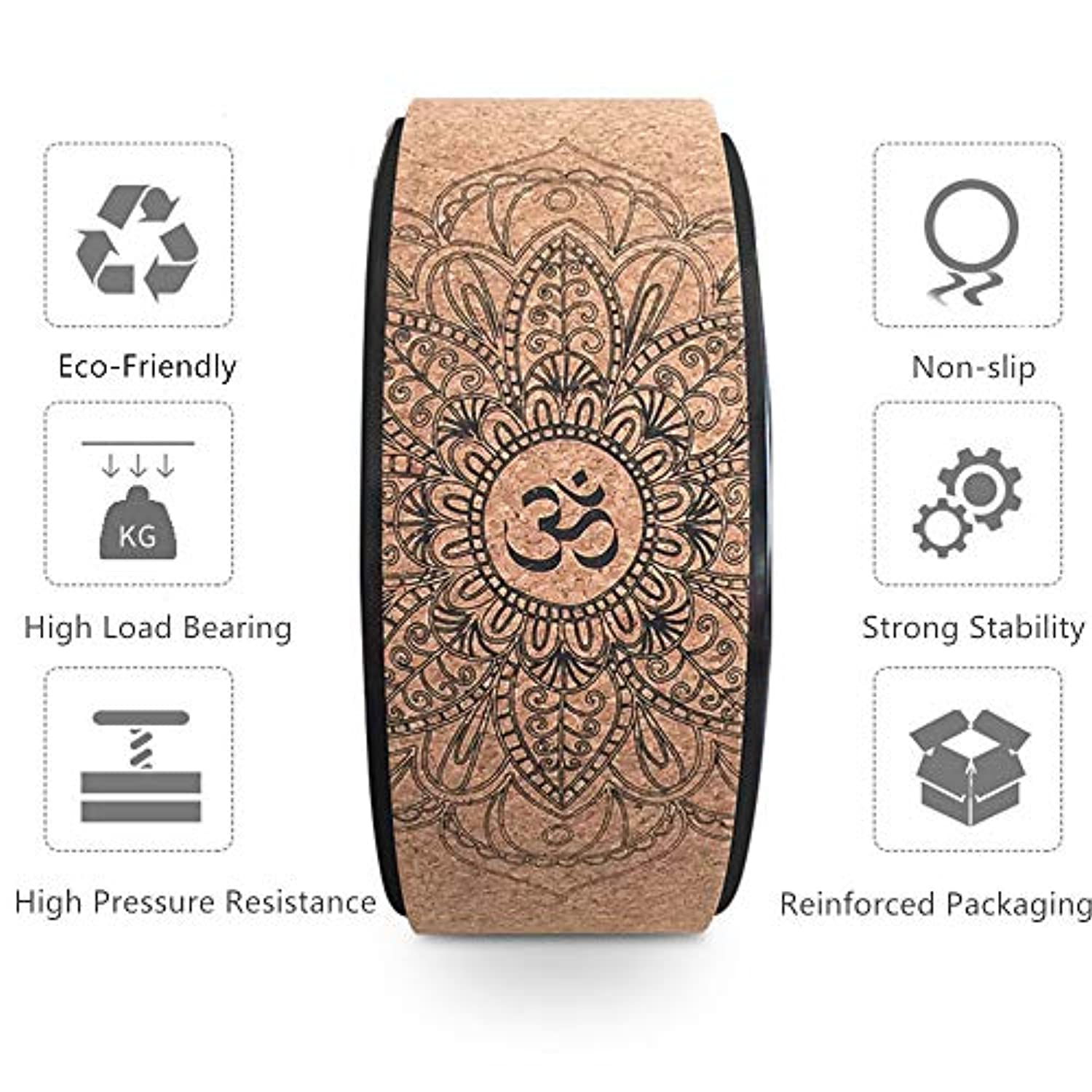 Rueda de yoga redder de 12.6 pulgadas de TPU Mandala, rueda de masaje para yoga, rodillo de espuma de apoyo para estiramiento para aumentar la flexibilidad y mejorar las curvas de espalda, práctica de yoga