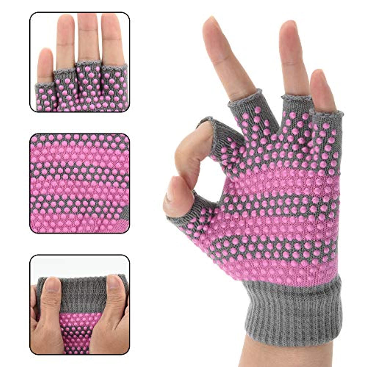 Cosmos 2 pares de guantes antideslizantes para yoga y pilates para mujer, barre, ballet, guantes de entrenamiento y entrenamiento