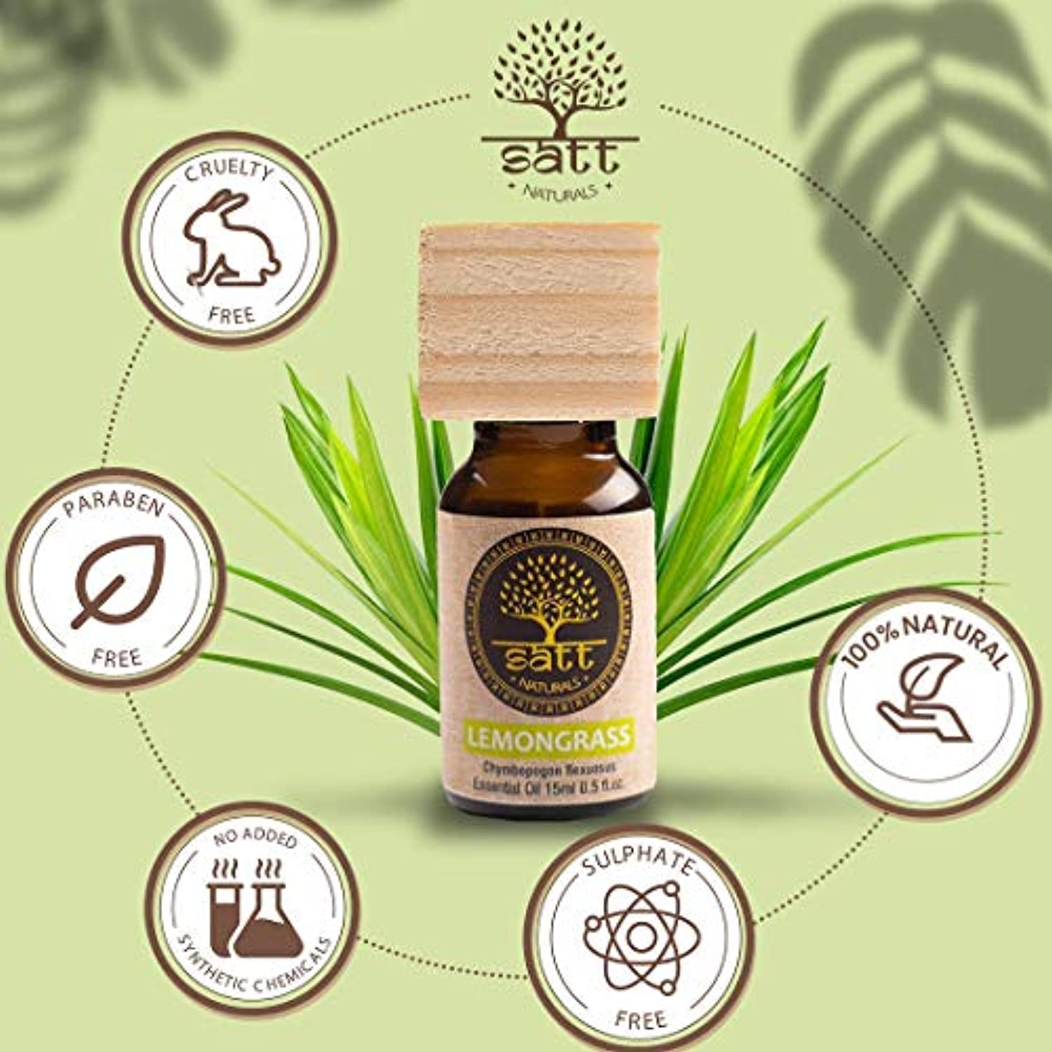 Lemongrass 100% puro aceite esencial de aromaterapia natural 0.5 oz en hermosa caja de madera de pino