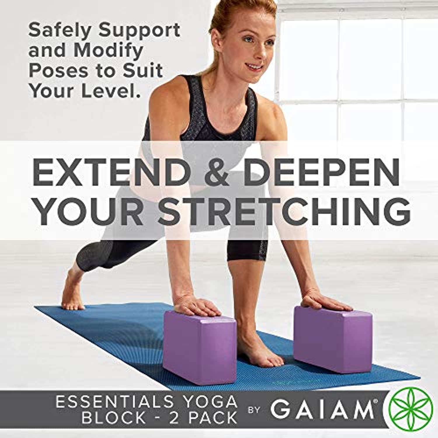 Gaiam Essentials - Bloque de yoga (set de 2), espuma de EVA suave y antideslizante, multiuso