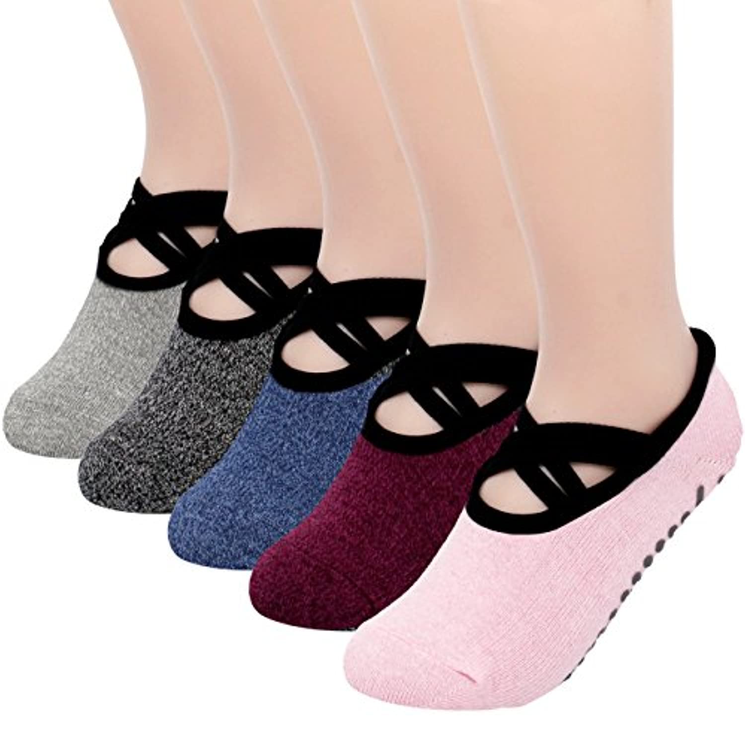 FitExtreme - Calcetines de yoga y pilates para mujer, 3 a 5 pares, antideslizantes, agarre grueso