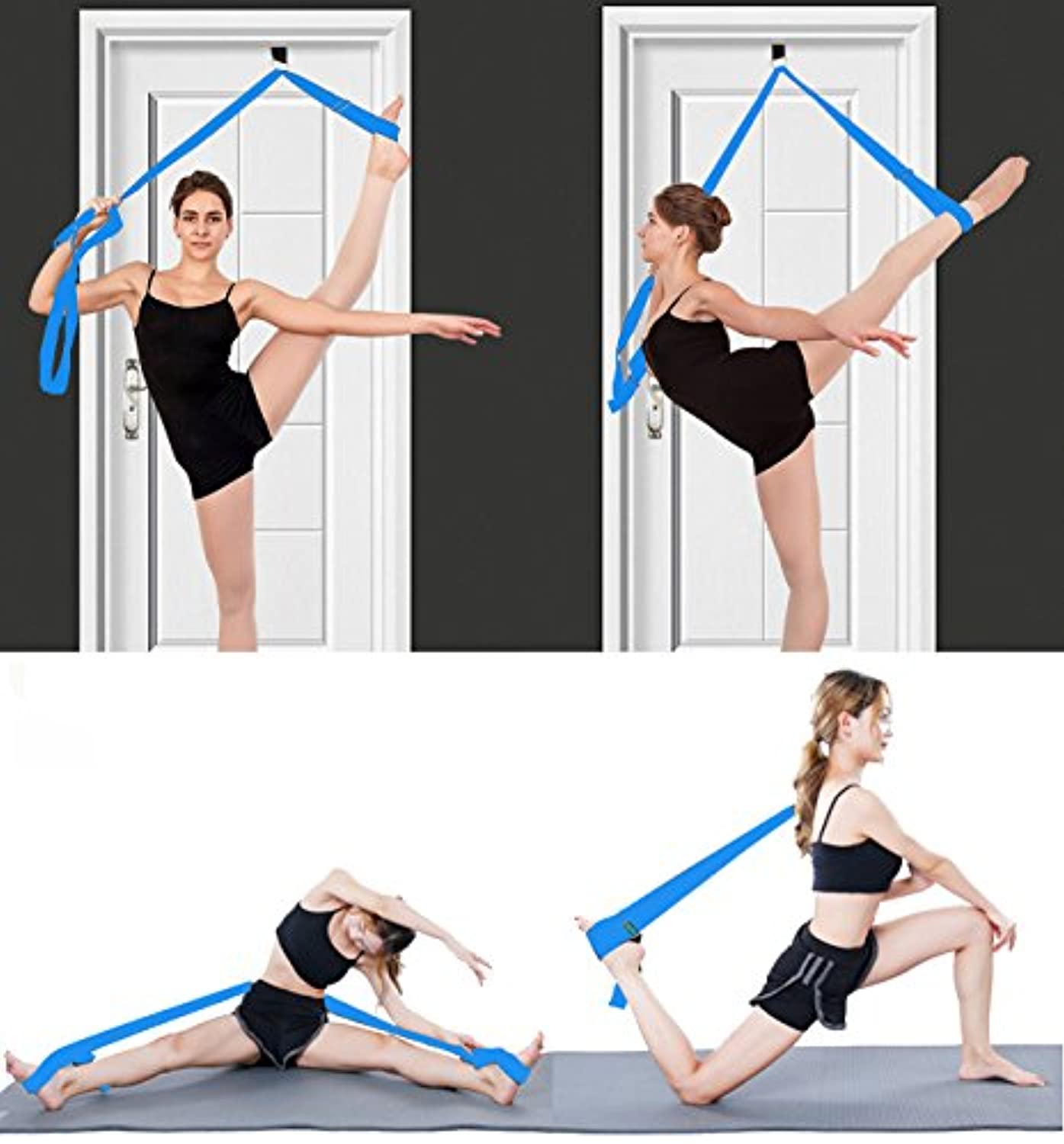 Pierna de ballet de yoga, elástico, fijación de puerta, obtener más flexible, flexibilidad y estiramiento de las correas de las piernas – ideal para gimnasia de bailes de cerezo o cualquier entrenamiento deportivo Premium elástico Fitness equipamiento ban