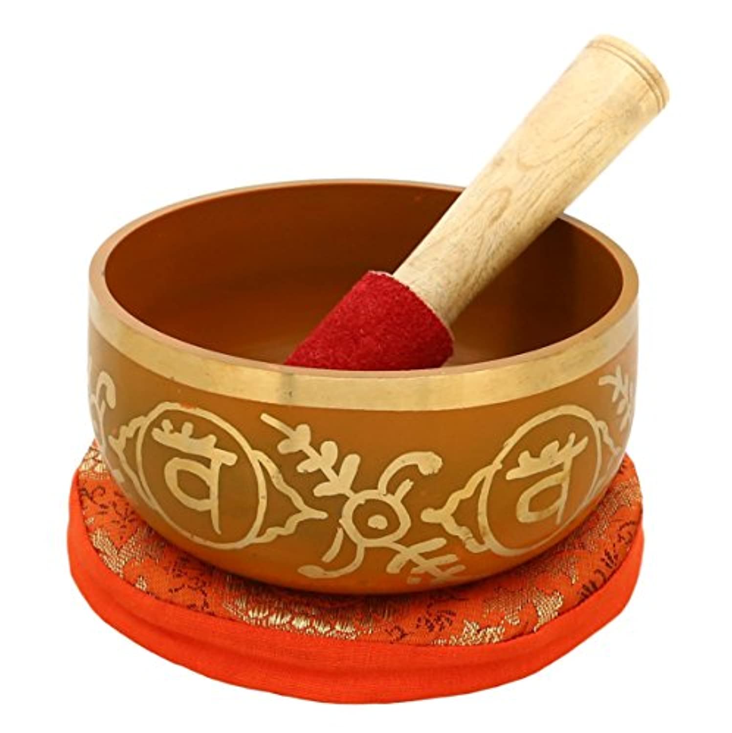 swadhistana Naranja Latón budista tazón Tibetano con cojín de la India para la curación sonido de meditación oración sintonizado a la 2th Ombligo Chakra