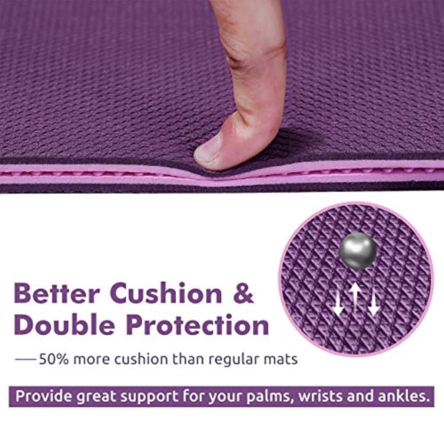 Ewedoos Esterilla de yoga antideslizante TPE Yoga Mat estera de ejercicio ecológico para yoga, pilates y ejercicio de piso, estera gruesa de fitness con correa de transporte incluida