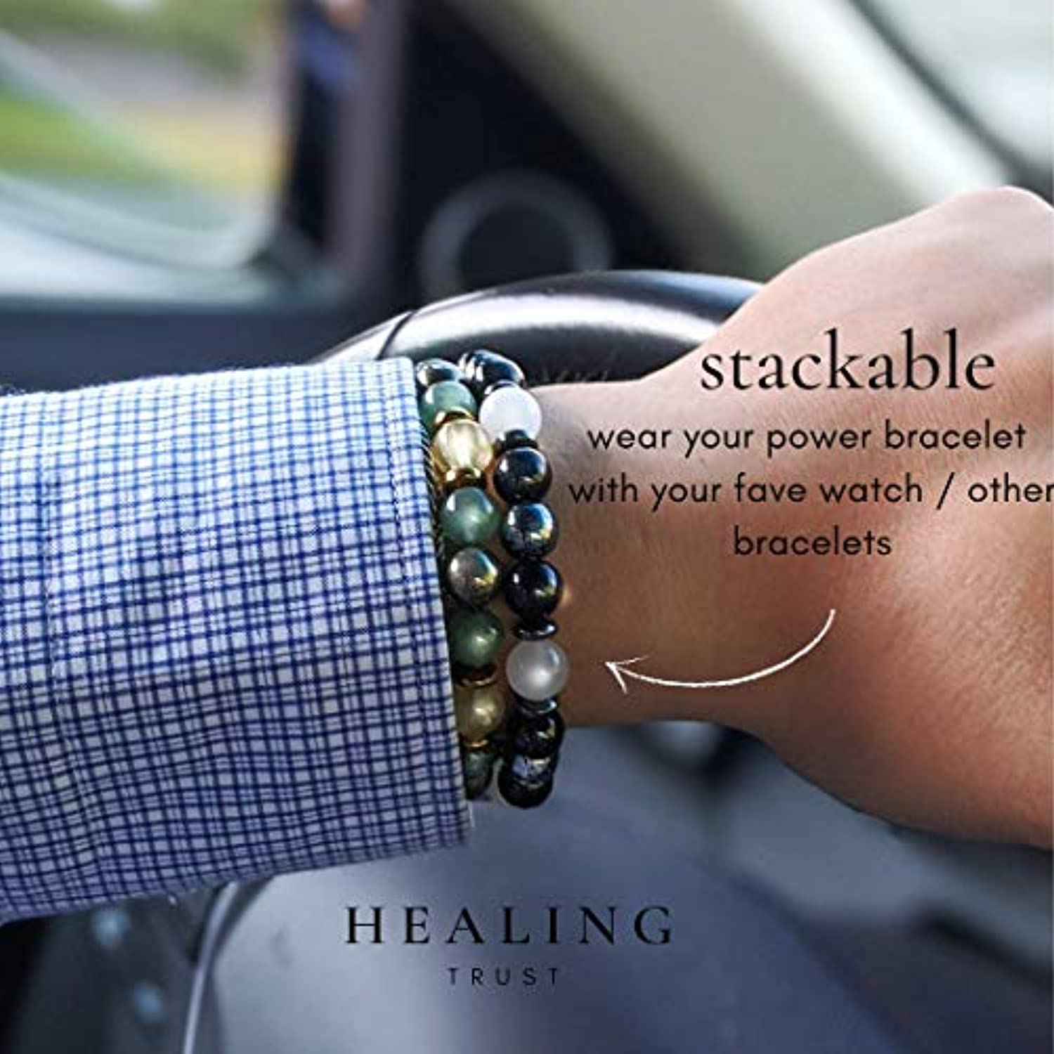 Pulsera de ojo de tigre marrón para hombres y mujeres + ojo de tigre verde, espaciadores de hematites dorados, 100% riqueza prosperidad suerte empresarial, pulseras curativas para hombres y mujeres