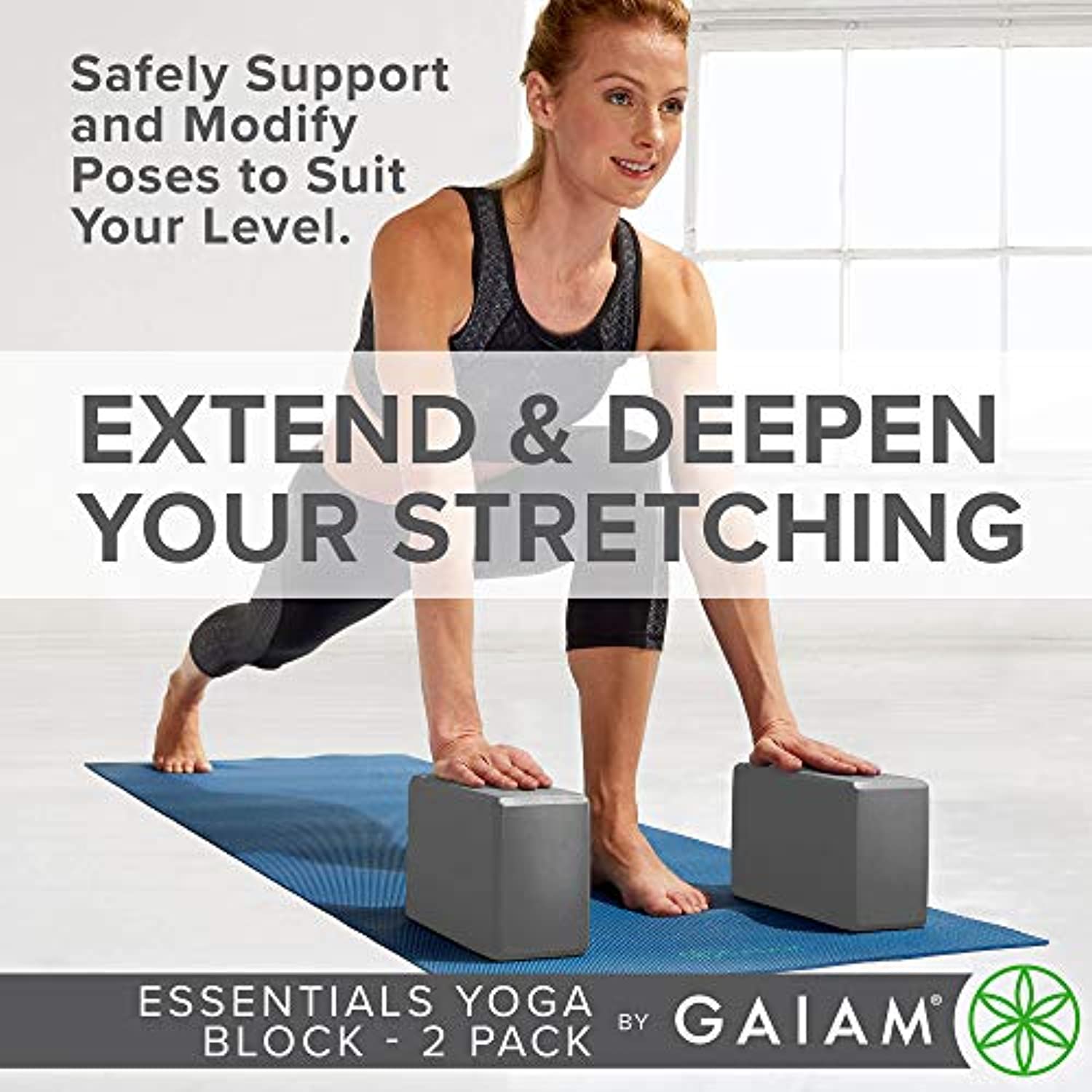 Gaiam Essentials - Bloque de yoga (set de 2), espuma de EVA suave y antideslizante, multiuso
