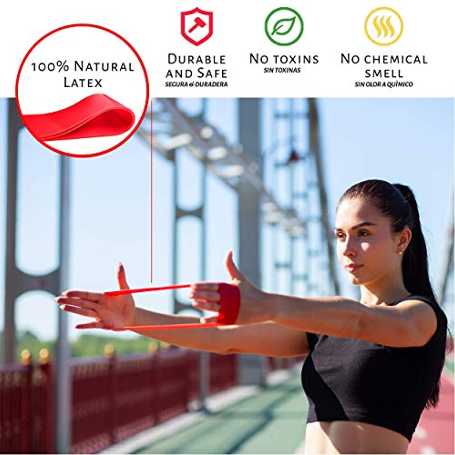 Bandas de ejercicio de resistencia al limm, juego de 5 bandas para entrenar con guía de instrucciones y bolsa de transporte, bandas para piernas y culos.