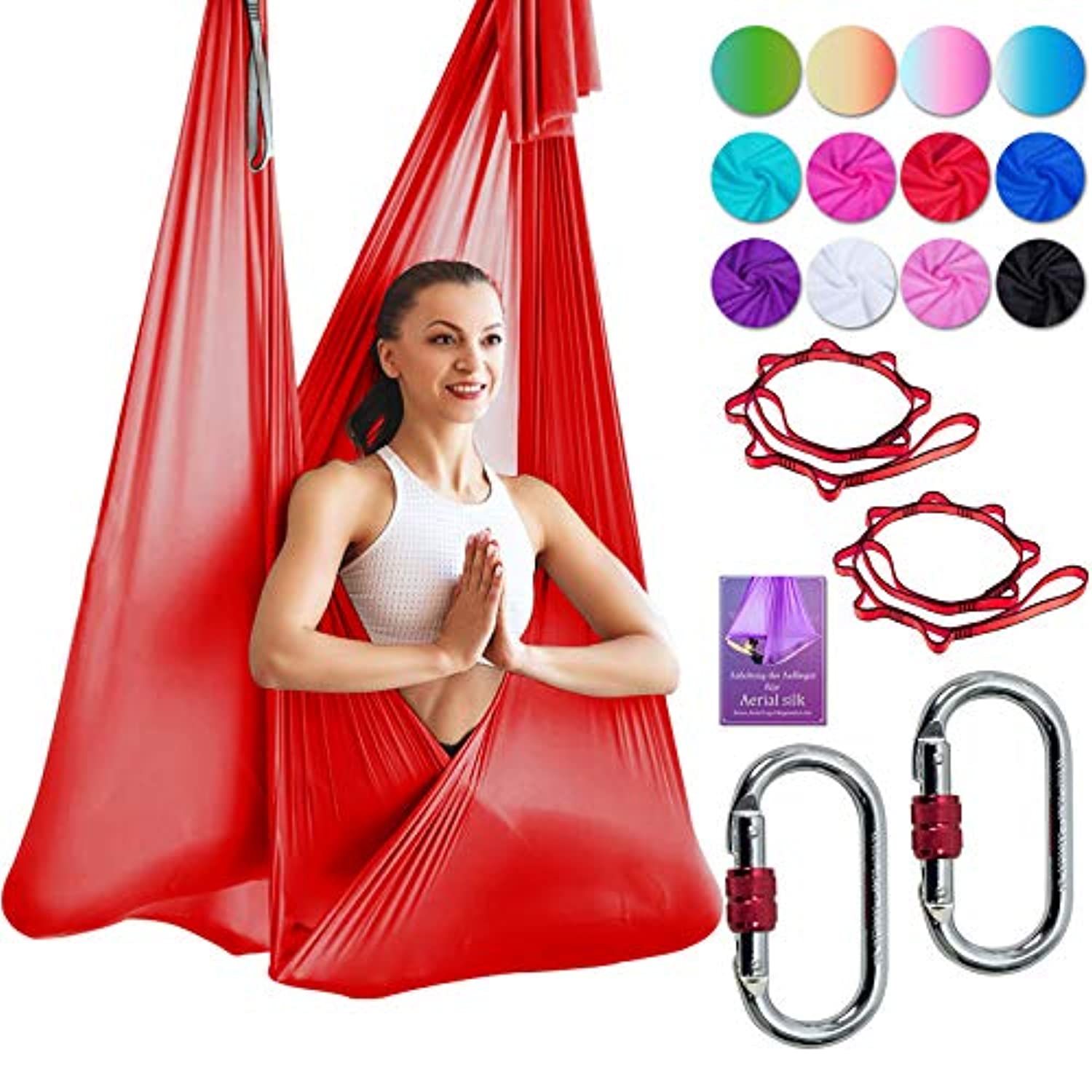 DASKING Deluxe - Juego de hamaca para yoga (16.4 ft, incluye anillo tórico, tela y guía)