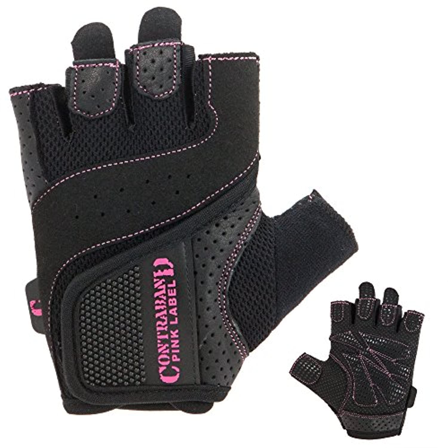 Contraband Pink Label 5137 Womens guantes de levantamiento de pesas w / Grip-Lock Padding (1 par)
