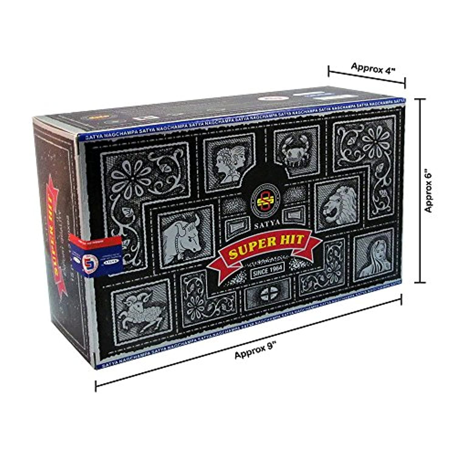 Satya Super Hit - Varillas de incienso (12 unidades, 0.53 oz, con soporte para incienso Trumiri)