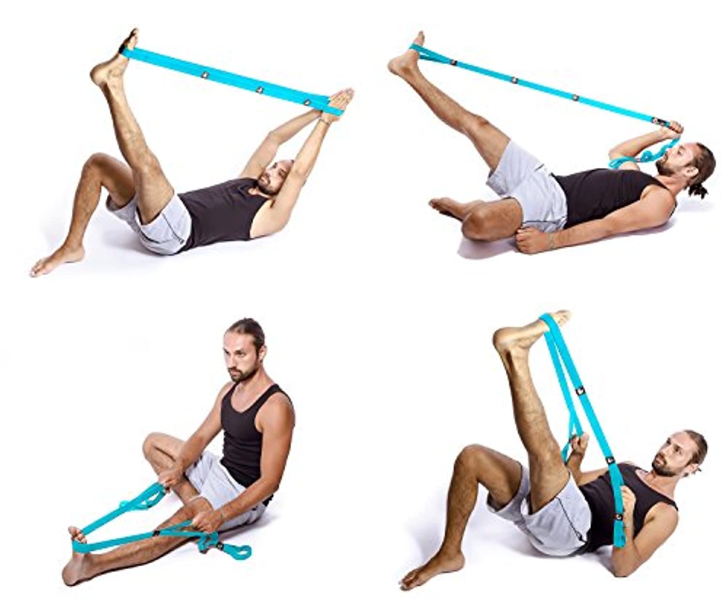 Correa de yoga EVO para estirar con 10 bucles, elástica o no elástica, tela suave | fuerte resistencia | viene con libro electrónico de ejercicios y tutoriales en vídeo en línea