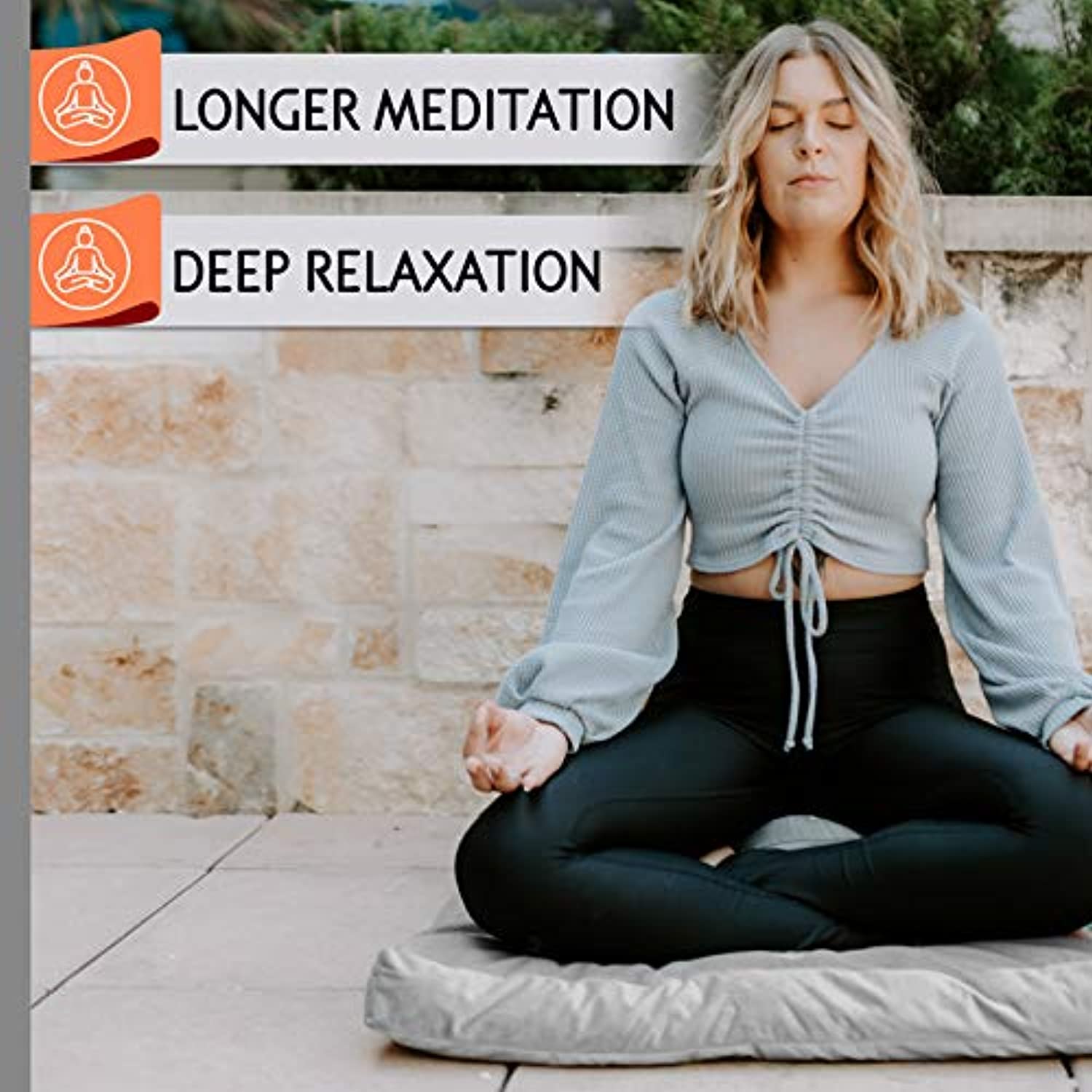 Florensi Meditation Cushion & Zabuton Meditation Mat Bundle- Premium Velvet Meditation Pillow for Women and Men,Washable Cover,Perfect Pair of Buckwheat Meditation Cushion & 100% Cotton Meditation Mat