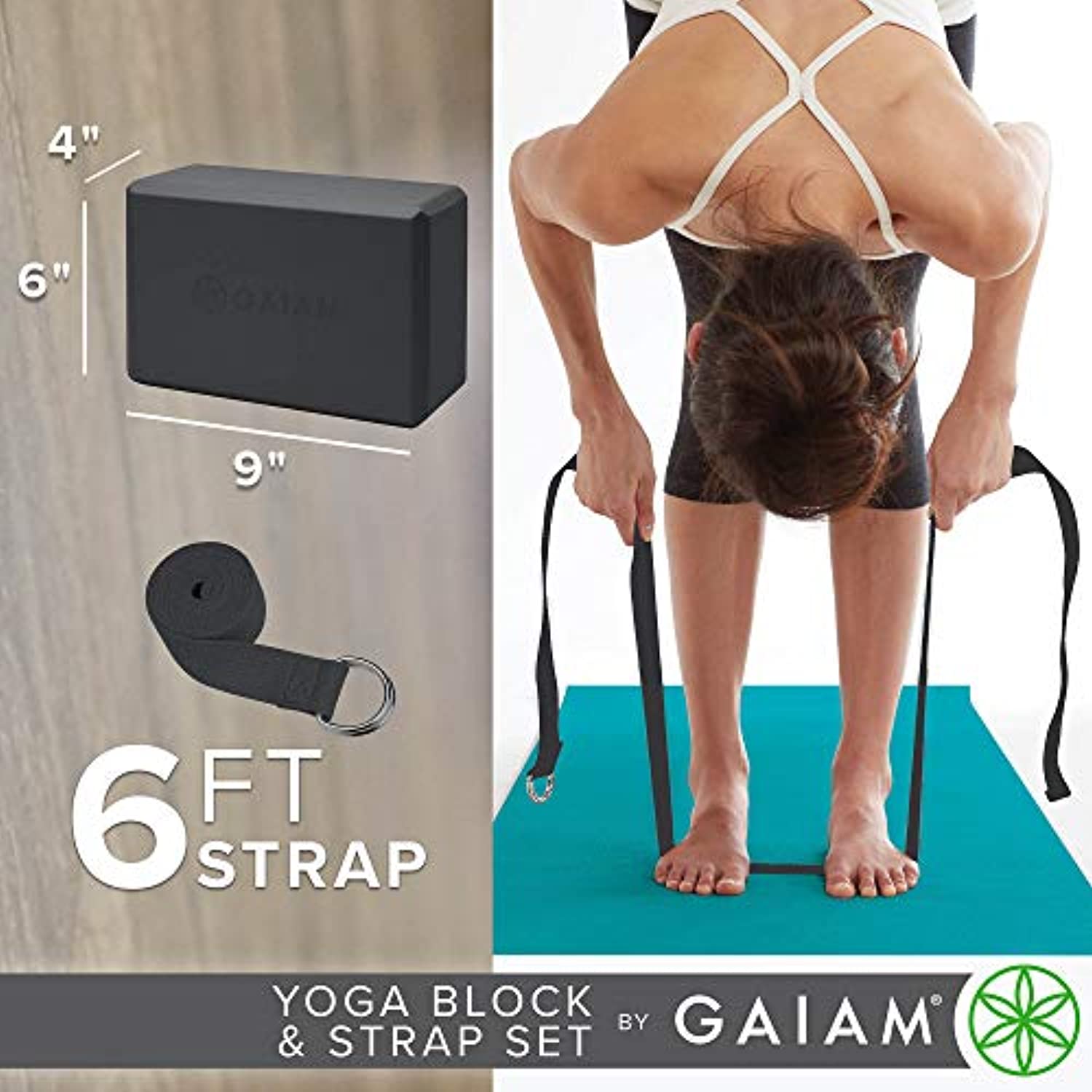 Correa y bloque Gaiam para yoga