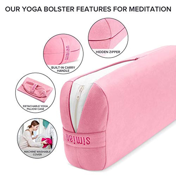 Almohada de yoga de alta calidad, cojín rectangular de apoyo con funda de  terciopelo agradable a la piel, lavable, cojines de apoyo para yoga