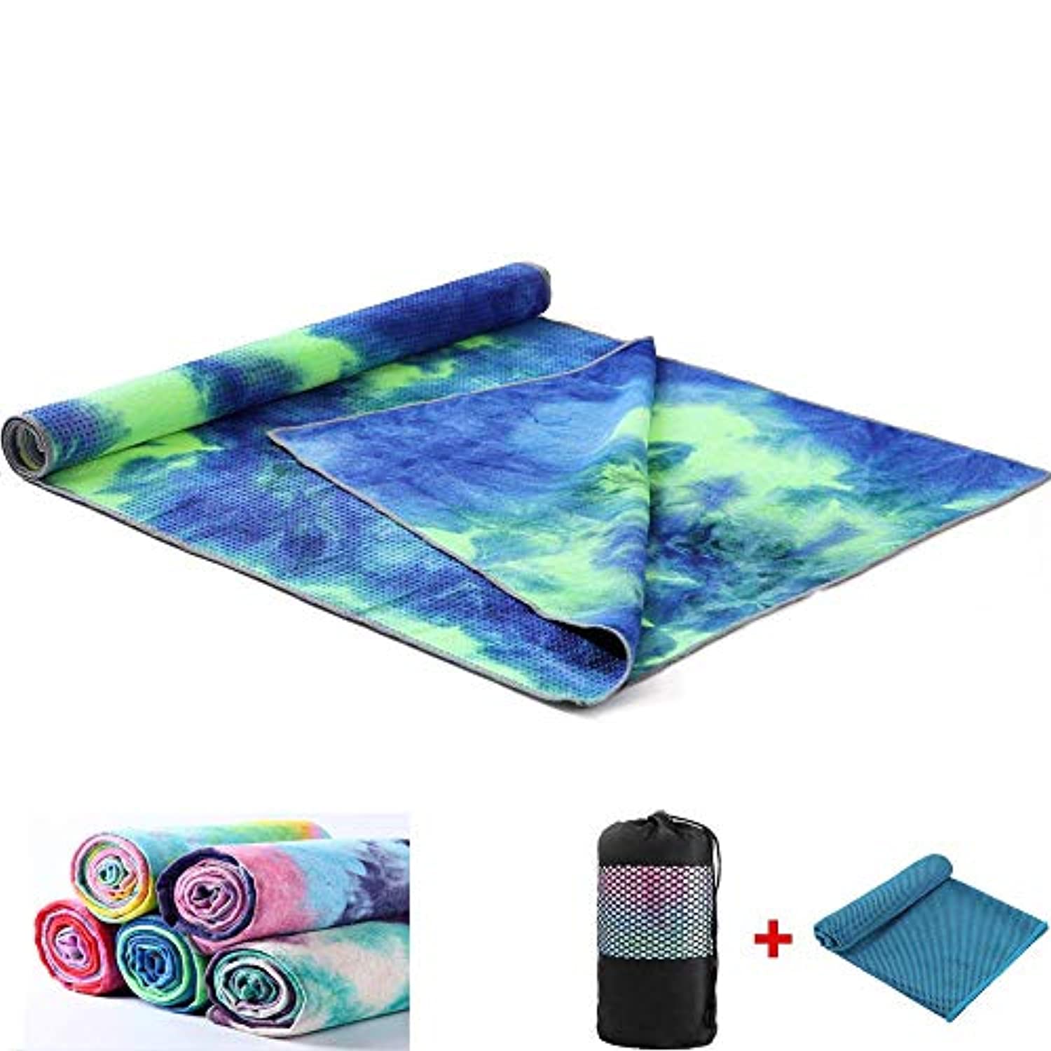 Toalla de secado rápido, antideslizante, 72 x 24.8 pulgadas, Tapete de yoga, supersuave, absorbente del sudor, antideslizante, para yoga caliente, tamaño perfecto para ejercicios de yoga, ideal para yoga caliente y pilates