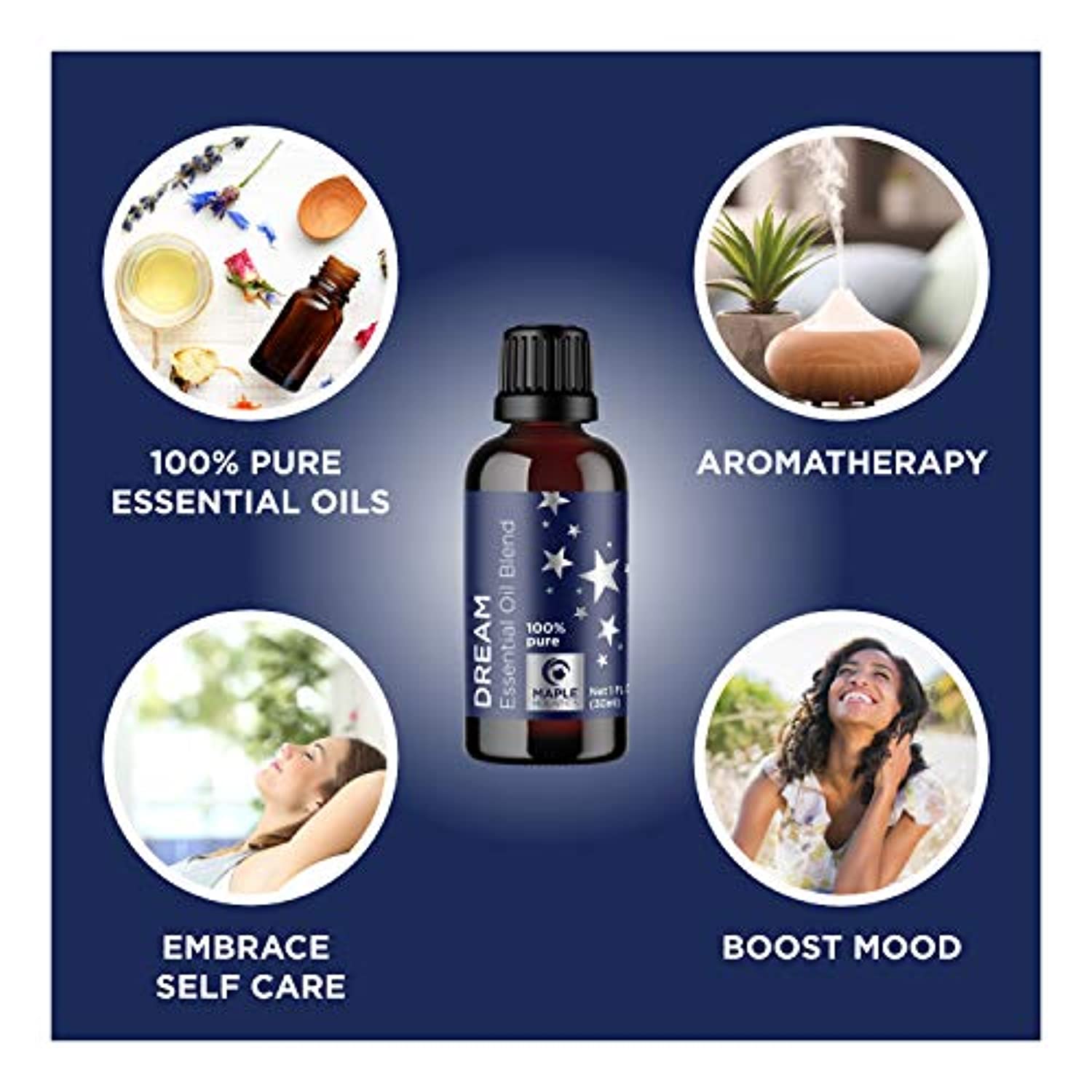 Aceites esenciales aromaterapia Sleep Aid – Pure Ylang Ylang manzanilla salvia y lavanda Aceites esenciales para difusor – Apoyo al estado de ánimo Aceites de aromaterapia para aliviar el estrés Ayuda al sueño Alivio de ansiedad natural