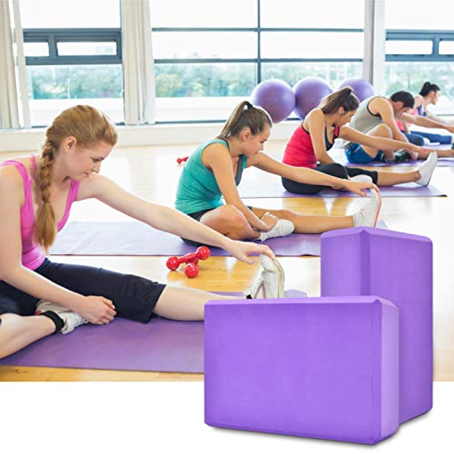 Techsea Bloque de yoga, 2 paquetes de ladrillos de espuma EVA de alta densidad, superficie antideslizante suave para yoga, pilates, meditación, entrenamiento