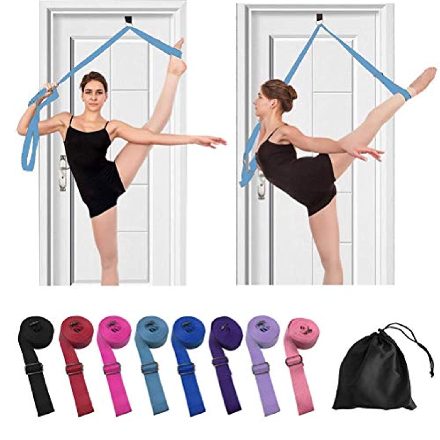 Pierna de ballet de yoga, elástico, fijación de puerta, obtener más flexible, flexibilidad y estiramiento de las correas de las piernas – ideal para gimnasia de bailes de cerezo o cualquier entrenamiento deportivo Premium elástico Fitness equipamiento ban