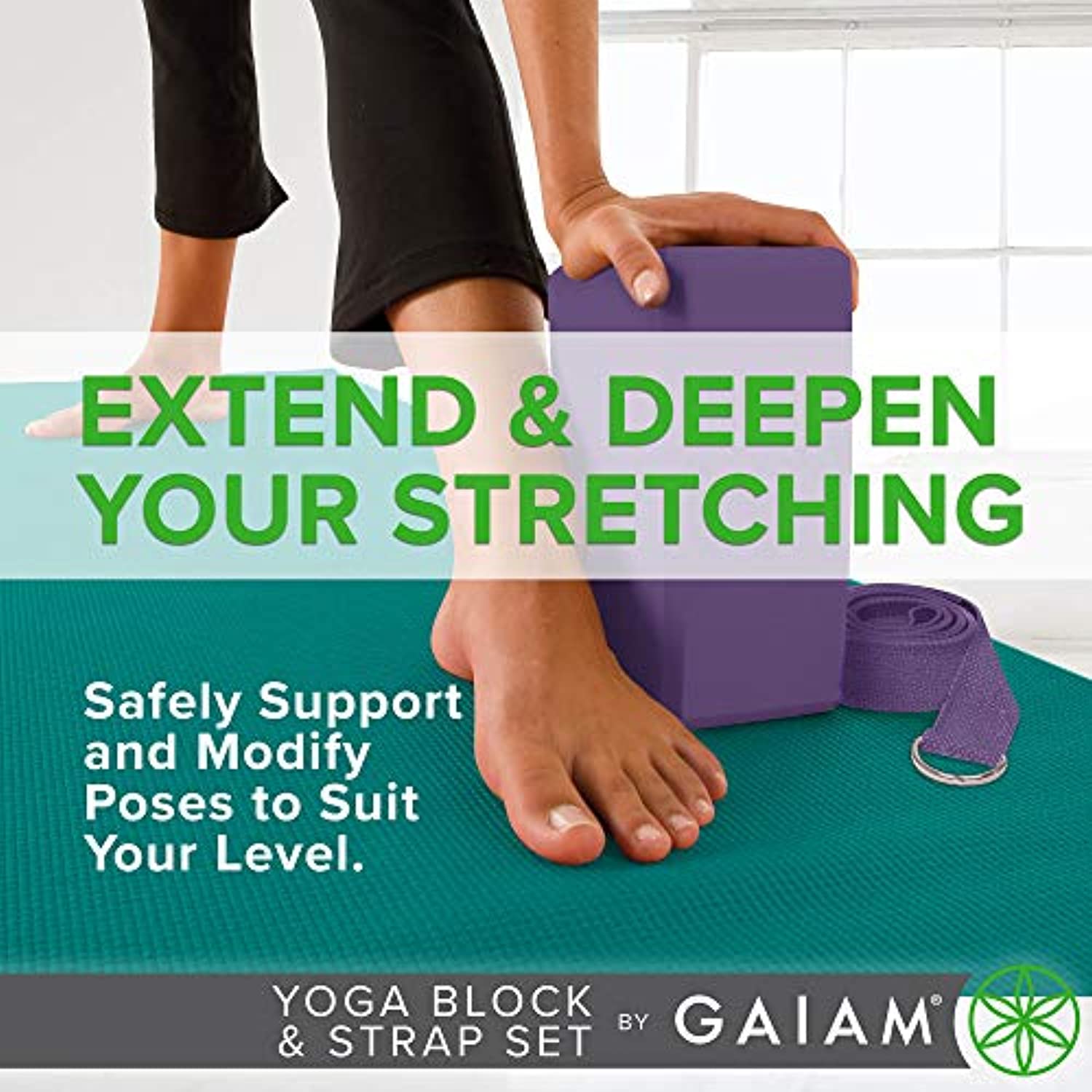 Correa y bloque Gaiam para yoga