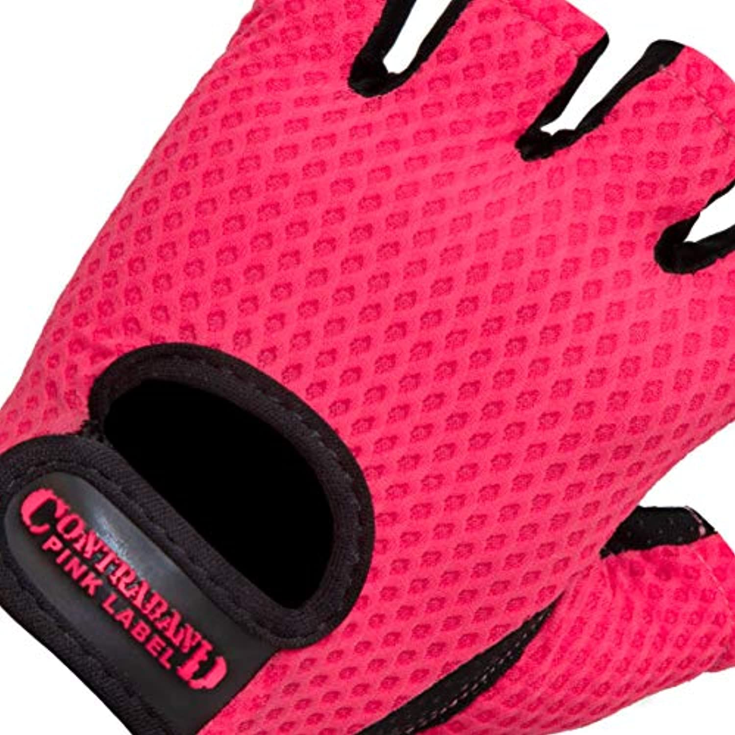 Contraband Pink Label 5307 - Guantes de elevación de malla de diamante para mujer (par) - Ligero vegano mediano acolchado microfibra Amara cuero con agarre de silicona