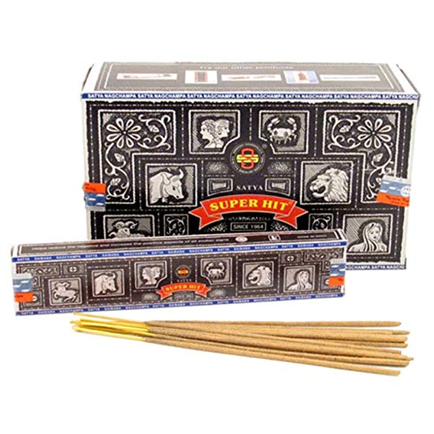 Satya Super Hit - Varillas de incienso (12 paquetes de 0.53 oz cada uno)