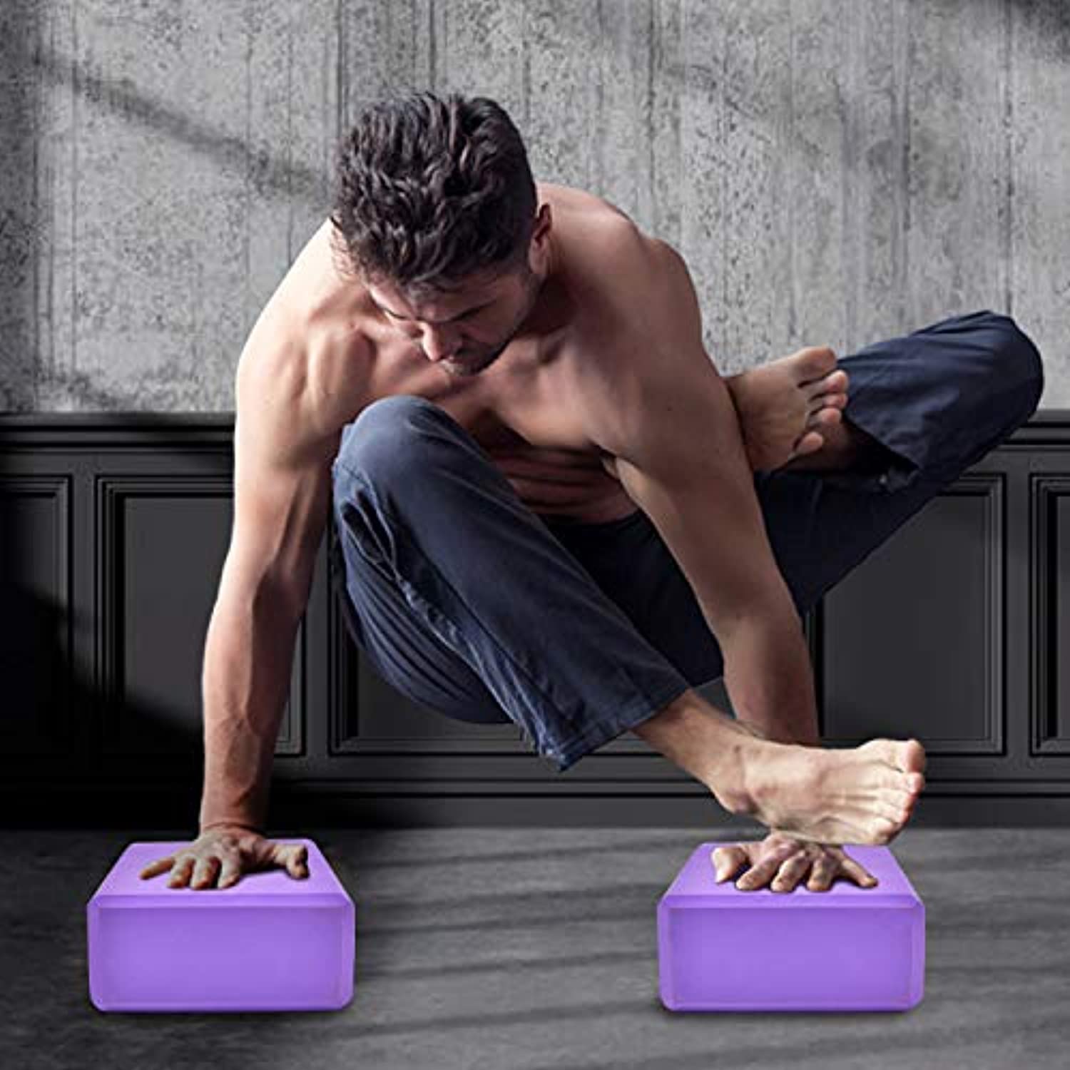 Techsea Bloque de yoga, 2 paquetes de ladrillos de espuma EVA de alta densidad, superficie antideslizante suave para yoga, pilates, meditación, entrenamiento