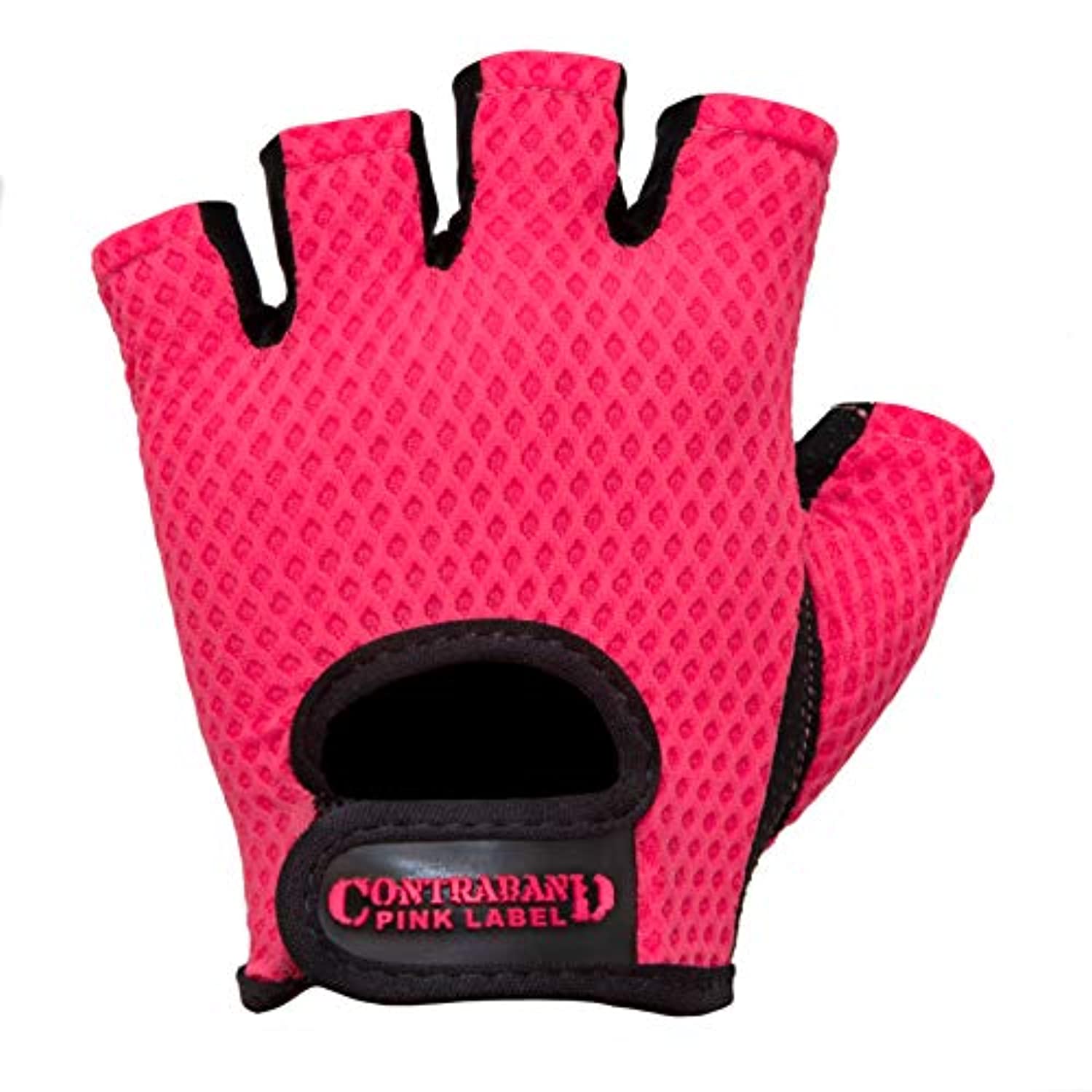 Contraband Pink Label 5307 - Guantes de elevación de malla de diamante para mujer (par) - Ligero vegano mediano acolchado microfibra Amara cuero con agarre de silicona