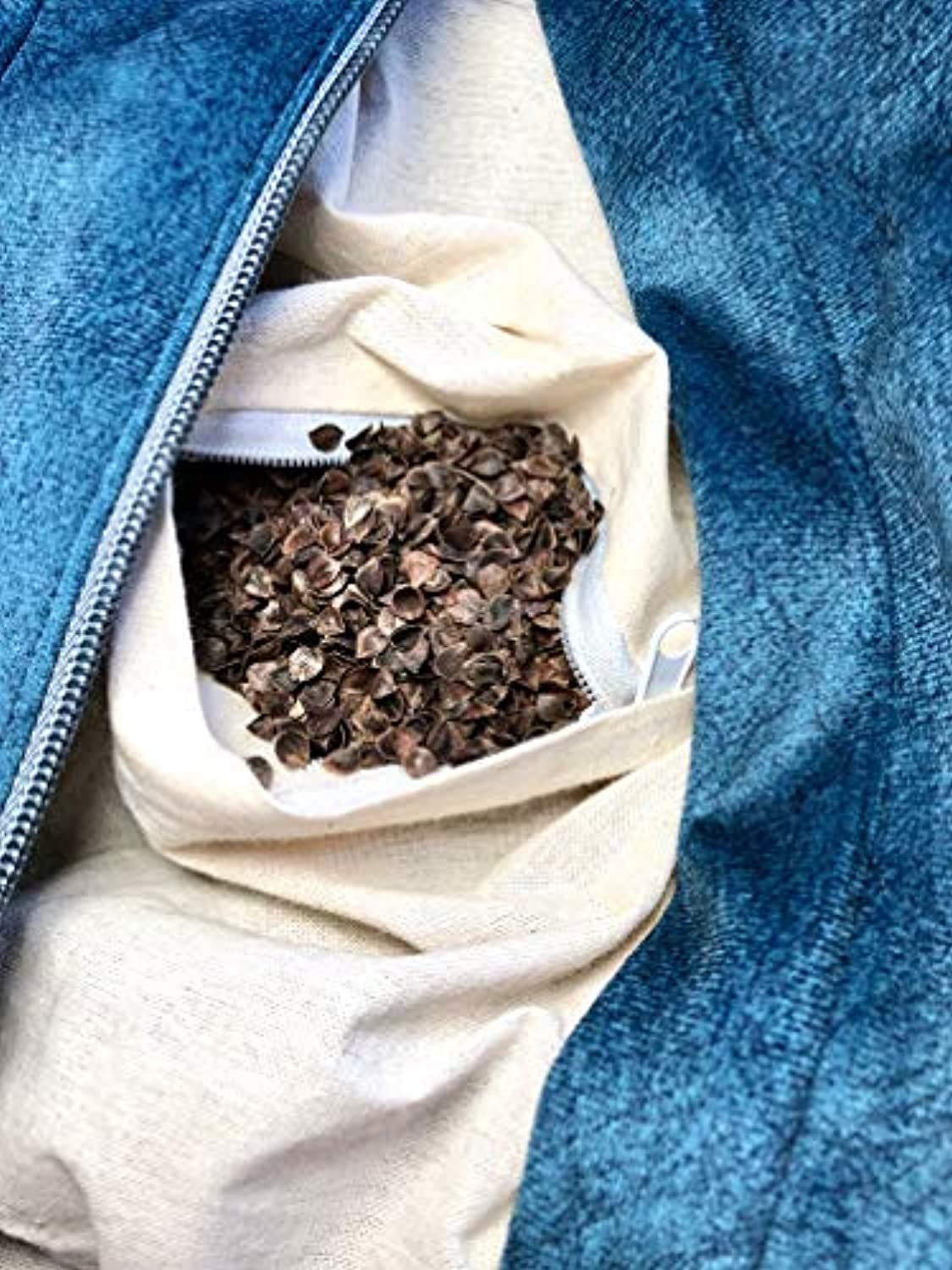 Cojín de meditación MV Joie Zafu relleno con cascos de trigo sarraceno y paquetes de carbón | Almohada de yoga en terciopelo suave/gamuza; diseño de bordado, bolsa de lavanda y bolsa de algodón antipolvo.